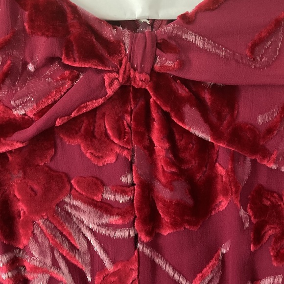 Erdem Carwen Dress 2018 Velvet Voile Jacquar Raspberry Size 6 - Picture 3 of 16